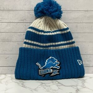 Detroit Lions Knit Pom Beanie – Blue & White Striped
